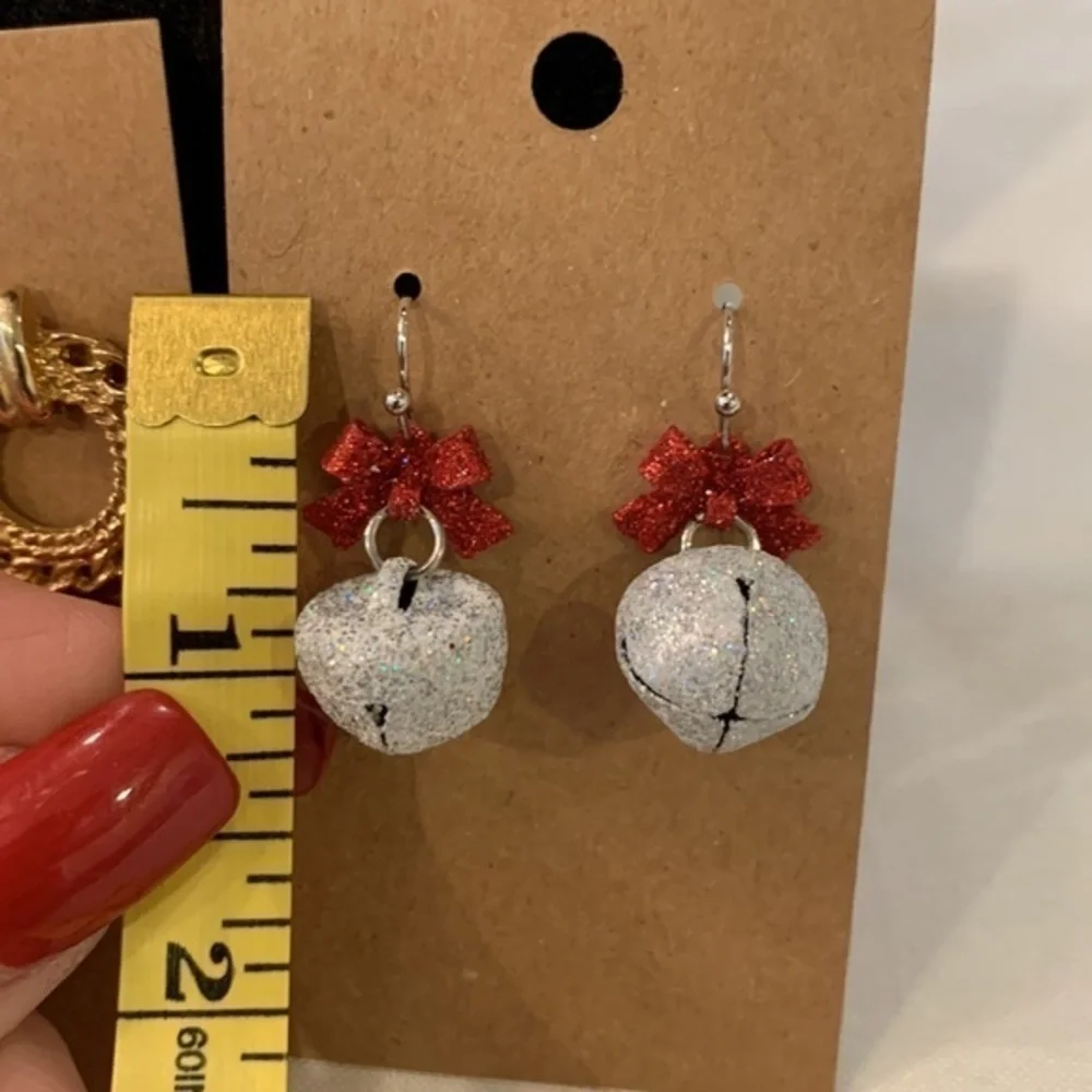 💐5/25 Christmas silver bells red glitter bow gold vintage wreath door knocker
